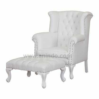 Wing Back Chair With Stool