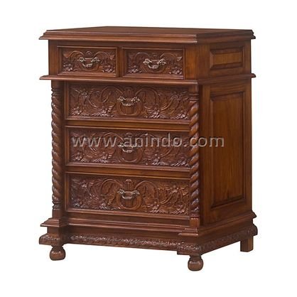Chest 5 Drawers Carved